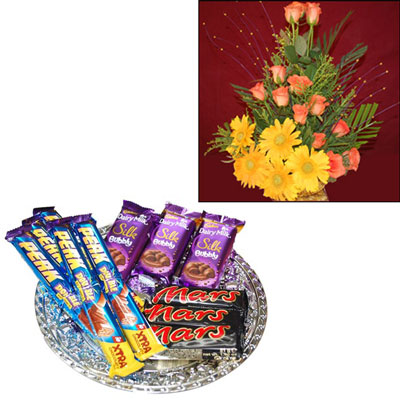 "Choco Thali, Flower arrangement - Click here to View more details about this Product